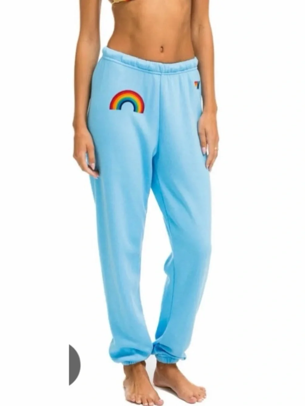 #1806 Aviator Nation RAINBOW EMBROIDERY RELAXED CREW SWEATSHIRT & Pant Set XL